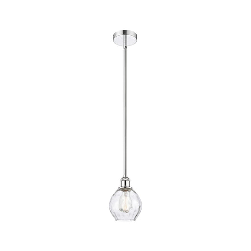 Innovations Waverly 6in 1-Light Mini Pendant | Industrial Polished Chrome Steel and Clear Water Glass | Kitchen Island & Dining | Model 616-1S-PC-G362-LED