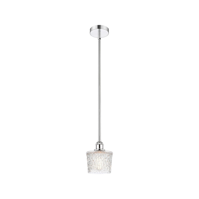Innovations Niagara 7in 1-Light Mini Pendant | Industrial Polished Chrome Steel and Clear Textured Glass | Kitchen Island & | Model 616-1S-PC-G402-LED