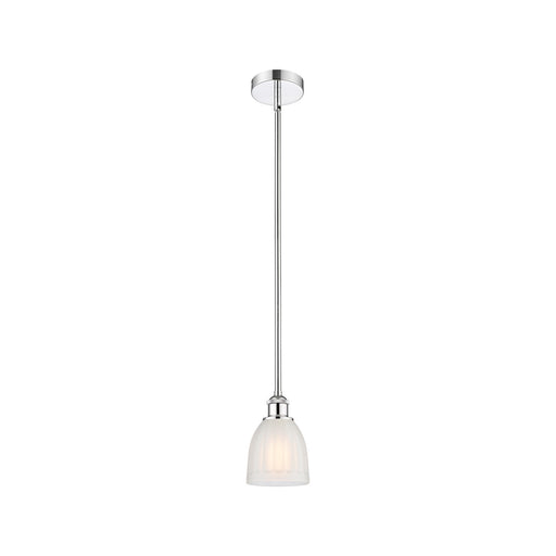 Innovations Brookfield 6in 1-Light Mini Pendant | Industrial Polished Chrome Steel and White Frosted Ribbed Glass | Kitchen | Model 616-1S-PC-G441-LED