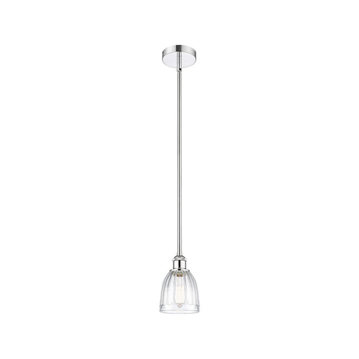 Innovations Brookfield 6in 1-Light Mini Pendant | Industrial Polished Chrome Steel and Clear Ribbed Glass | Kitchen Island & | Model 616-1S-PC-G442-LED