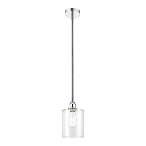 Innovations Paladin 7in 1-Light Mini Pendant | Farmhouse Polished Chrome Steel and Seedy Glass Cylinder | Kitchen Island & | Model 616-1S-PC-G4424-7