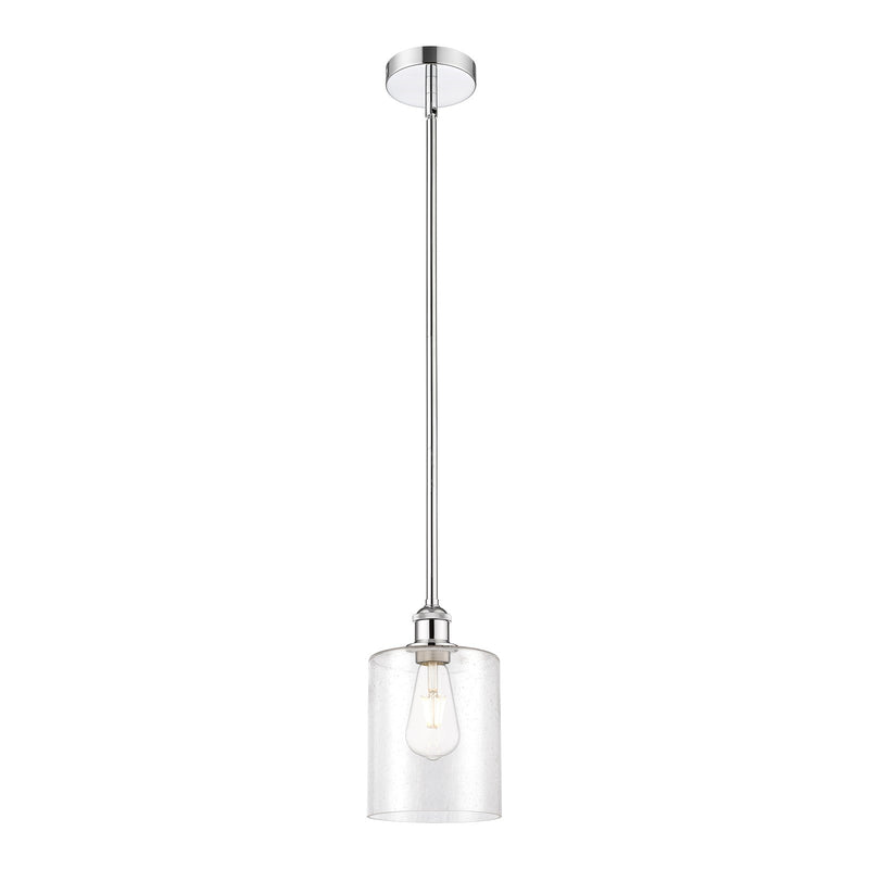 Innovations Paladin 7in 1-Light Mini Pendant | Farmhouse Polished Chrome Steel and Seedy Glass Cylinder | Kitchen Island & | Model 616-1S-PC-G4424-7