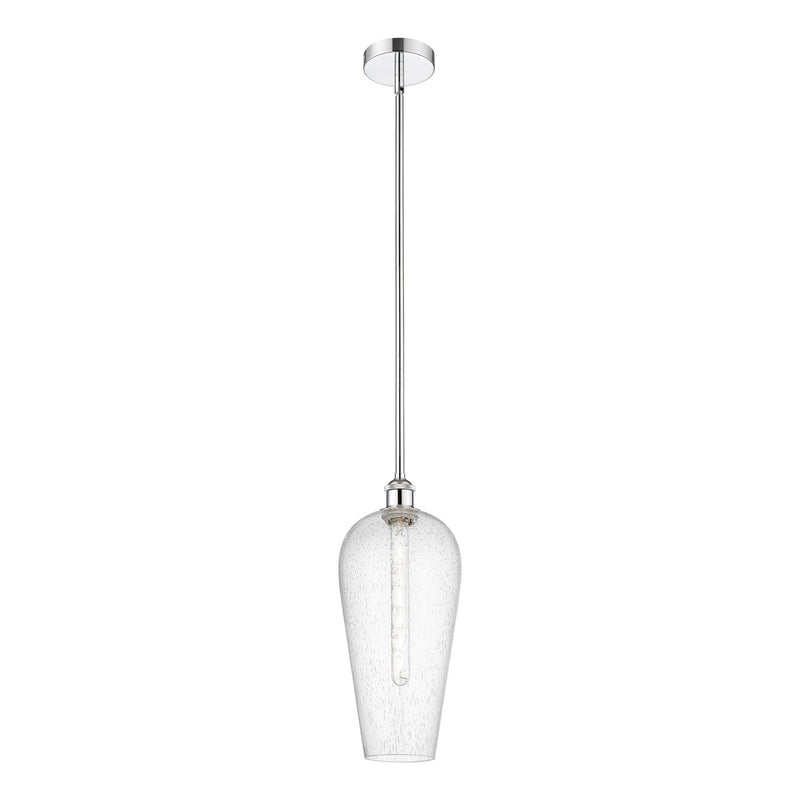 Innovations Chelsea 8in 1-Light Mini Pendant | Industrial Polished Chrome and Matte Black Seedy Glass | Kitchen Island & | Model 616-1S-PC-G456-8SDY