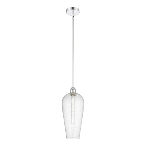 Innovations Chelsea 8in 1-Light Mini Pendant | Industrial Polished Chrome and Matte Black Seedy Glass | Kitchen Island & | Model 616-1S-PC-G456-8SDY