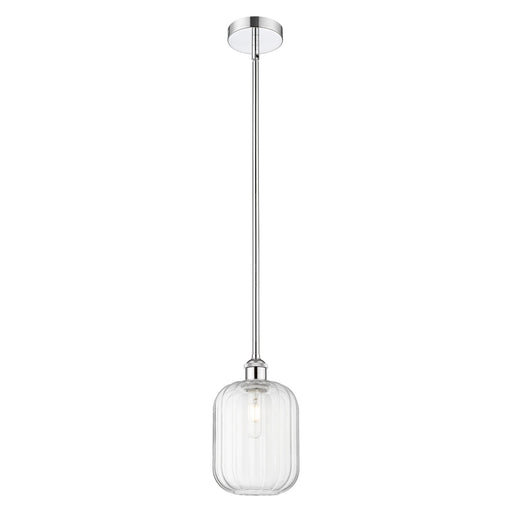 Innovations Preston Cylinder 7in 1-Light Mini Pendant | Industrial Polished Chrome Steel and Clear Glass | Kitchen Island & | Model 616-1S-PC-G460-7CL