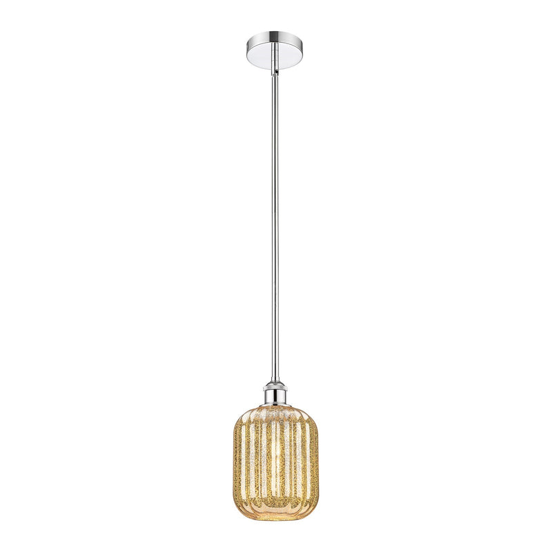 Innovations Preston Cylinder 6.75in 1-Light Mini Pendant | Industrial Polished Chrome Steel and Mercury Glass | Kitchen Island | Model 616-1S-PC-G460-7ME