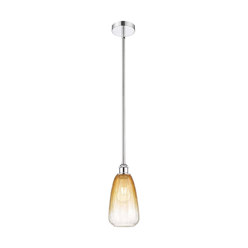 Innovations Brookhaven Almond 6in 1-Light Mini Pendant | Industrial Polished Chrome Steel and Amber Glass | Kitchen Island & | Model 616-1S-PC-G480-6AM