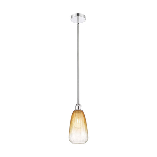 Innovations Brookhaven Almond 6in 1-Light Mini Pendant | Industrial Polished Chrome Steel and Amber Glass | Kitchen Island & | Model 616-1S-PC-G480-6AM