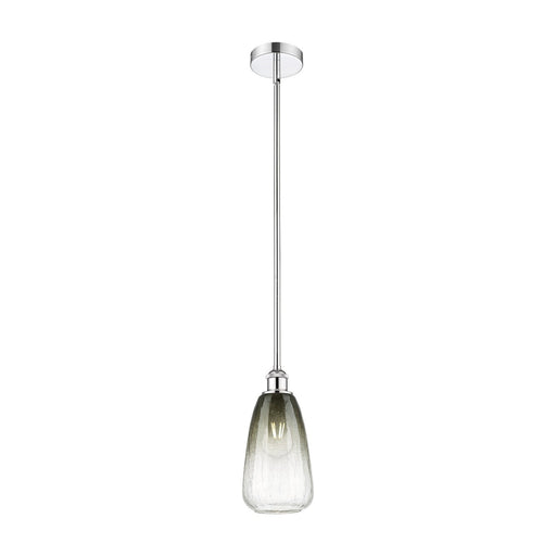 Innovations Brookhaven Almond 6in 1-Light Mini Pendant | Industrial Polished Chrome and Matte Black Glass | Kitchen Island & | Model 616-1S-PC-G480-6SL