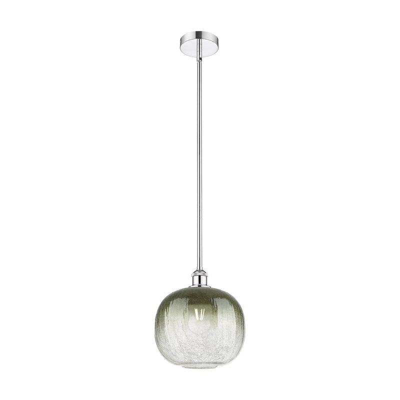 Innovations Brookhaven Sphere 10.5in 1-Light Mini Pendant | Industrial Polished Chrome and Matte Black Glass | Kitchen Island | Model 616-1S-PC-G481-10SL