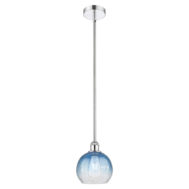 Innovations Brookhaven Globe 8in 1-Light Mini Pendant | Industrial Polished Chrome and Sapphire Blue Glass | Kitchen Island | Model 616-1S-PC-G483-8SB