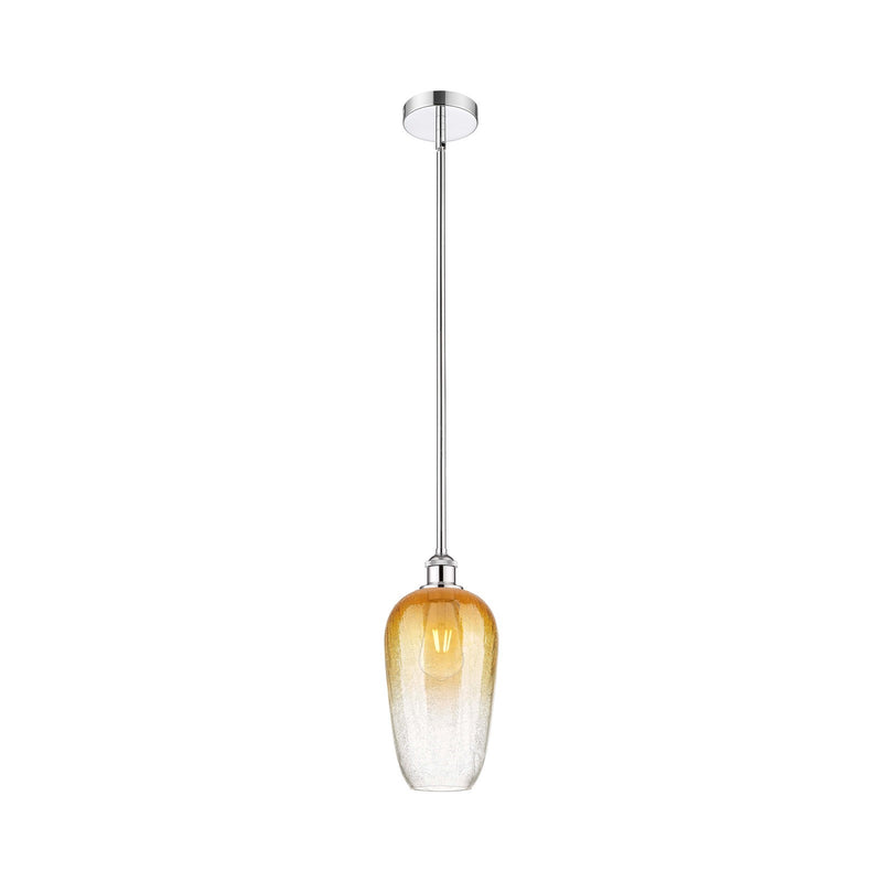 Innovations Brookhaven Flute 7in 1-Light Mini Pendant | Industrial Polished Chrome Steel and Amber Glass | Kitchen Island & | Model 616-1S-PC-G484-7AM