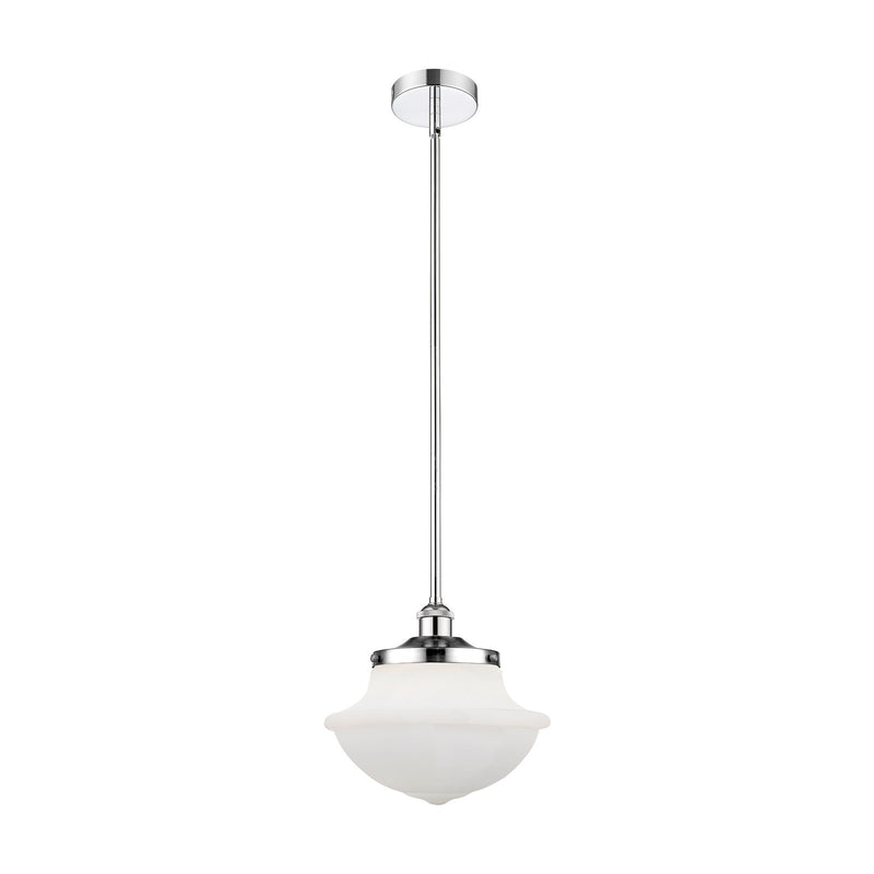 Innovations Oxford 12in 1-Light Mini Pendant | Industrial Polished Chrome and Matte White Frosted Glass | Kitchen Island & Dining | Model 616-1S-PC-G541
