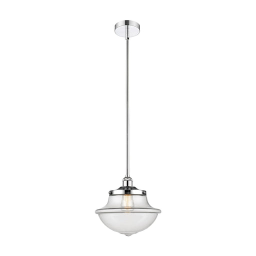 Innovations Oxford 12in 1-Light Mini Pendant | Industrial Polished Chrome Steel and Clear Glass | Kitchen Island & Dining Room | Model 616-1S-PC-G542