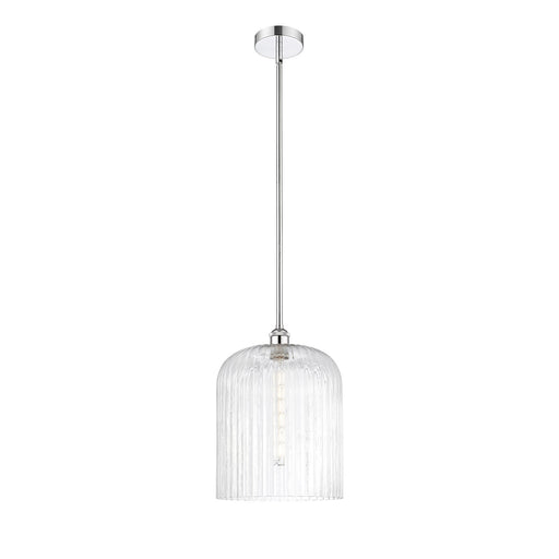 Innovations Bridal Veil 5in 1-Light Mini Pendant | Art Nouveau Polished Chrome Steel and Clear Ribbed Glass | Kitchen Island & | Model 616-1S-PC-G559-12CL