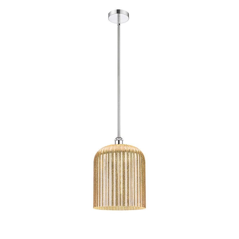 Innovations Bridal Veil 5in 1-Light Mini Pendant | Art Nouveau Polished Chrome and Mercury Ribbed Glass | Kitchen Island & | Model 616-1S-PC-G559-12ME