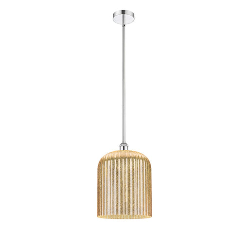 Innovations Bridal Veil 5in 1-Light Mini Pendant | Art Nouveau Polished Chrome and Mercury Ribbed Glass | Kitchen Island & | Model 616-1S-PC-G559-12ME