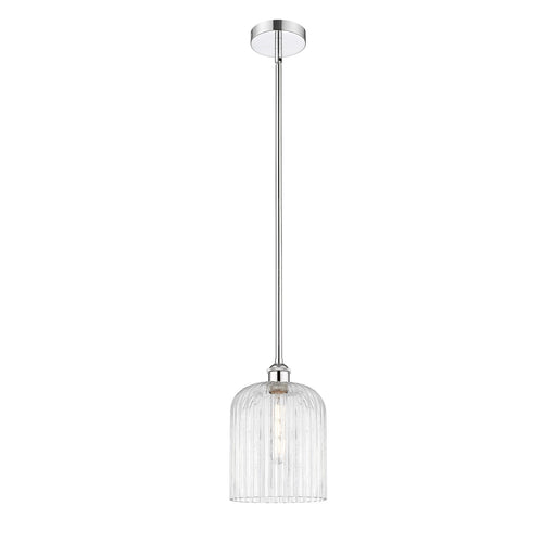 Innovations Bridal Veil 5in 1-Light Mini Pendant | Art Nouveau Polished Chrome Steel and Clear Ribbed Glass | Kitchen Island & | Model 616-1S-PC-G559-8CL