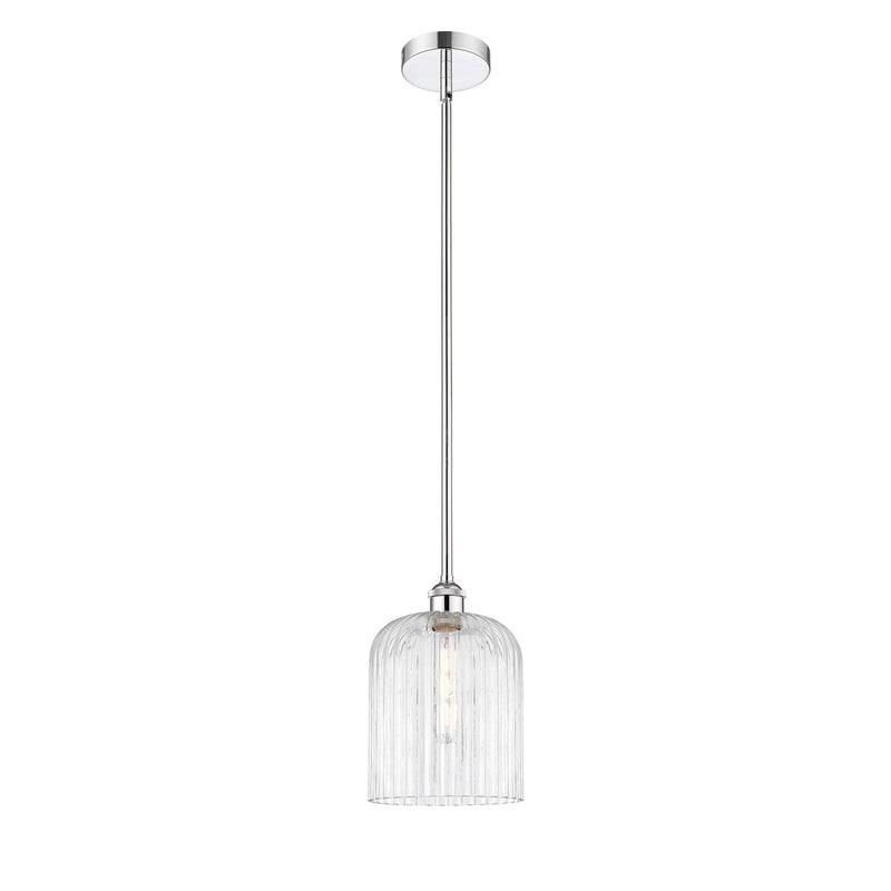 Innovations Bridal Veil 5in 1-Light Mini Pendant | Art Nouveau Polished Chrome Steel and Clear Ribbed Glass | Kitchen Island & | Model 616-1S-PC-G559-8CL