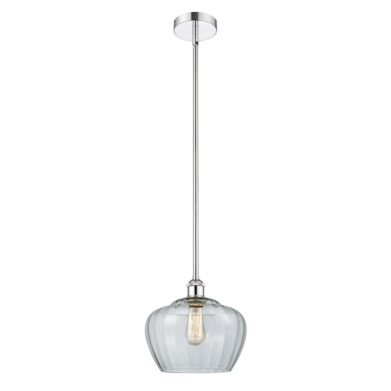 Innovations Fenton 11in 1-Light Mini Pendant | Industrial Polished Chrome Steel and Clear Ribbed Glass | Kitchen Island & Dining | Model 616-1S-PC-G92-L