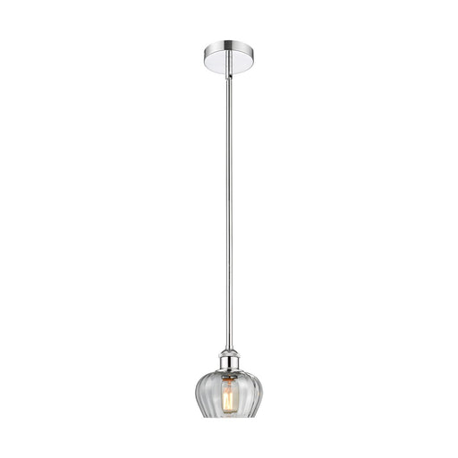 Innovations Fenton 7in 1-Light Mini Pendant | Industrial Polished Chrome Steel and Clear Ribbed Glass | Kitchen Island & Dining | Model 616-1S-PC-G92-LED