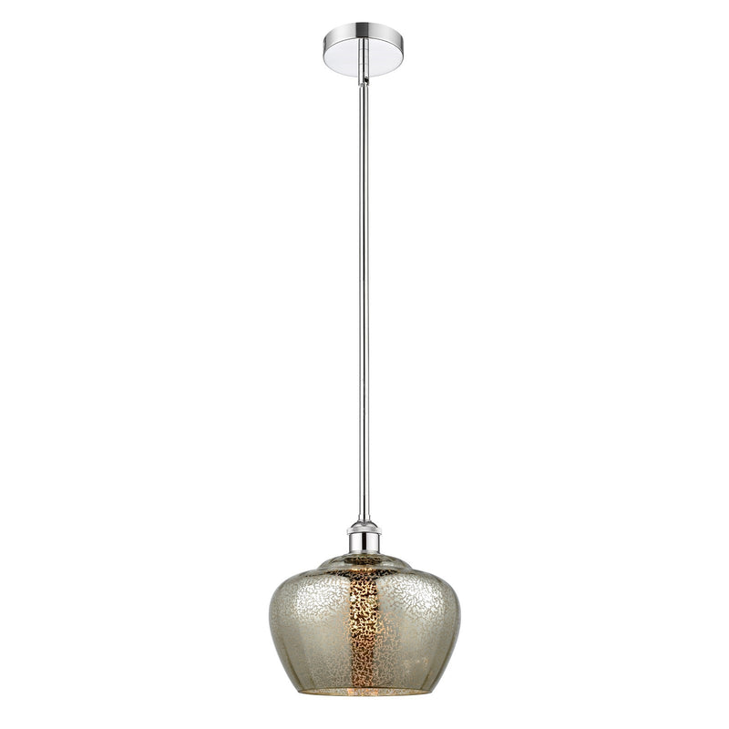 Innovations Fenton 11in 1-Light Mini Pendant | Industrial Polished Chrome and Mercury Ribbed Glass | Kitchen Island & Dining | Model 616-1S-PC-G96-L-LED