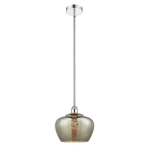 Innovations Fenton 11in 1-Light Mini Pendant | Industrial Polished Chrome and Mercury Ribbed Glass | Kitchen Island & Dining | Model 616-1S-PC-G96-L-LED