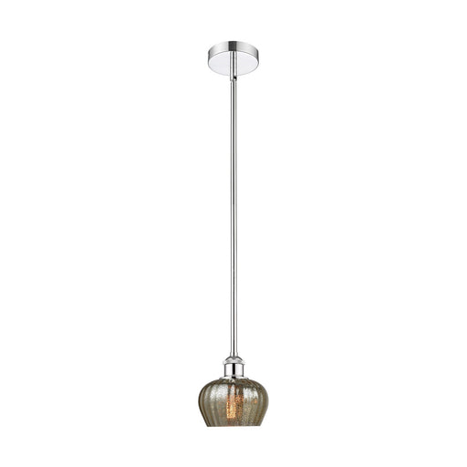 Innovations Fenton 7in 1-Light Mini Pendant | Art Nouveau Polished Chrome Steel and Mercury Ribbed Glass | Kitchen Island & | Model 616-1S-PC-G96-LED
