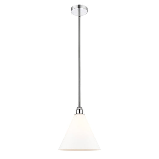 Innovations Berkshire 12in 1-Light Mini Pendant | Industrial Polished Chrome and Matte White Glass | Kitchen Island & Dining | Model 616-1S-PC-GBC-121