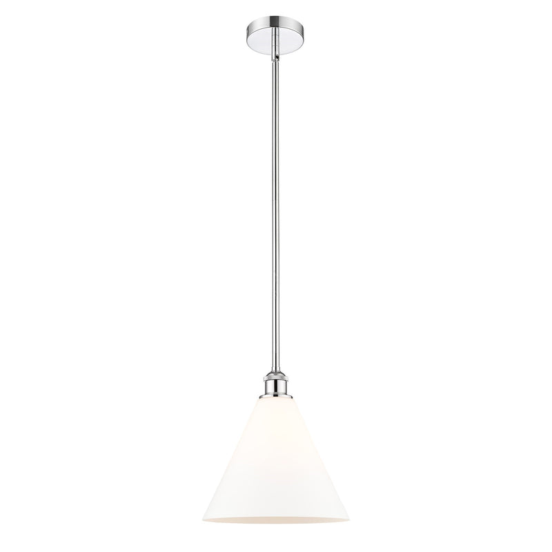 Innovations Berkshire 12in 1-Light Mini Pendant | Industrial Polished Chrome and Matte White Glass | Kitchen Island & Dining | Model 616-1S-PC-GBC-121