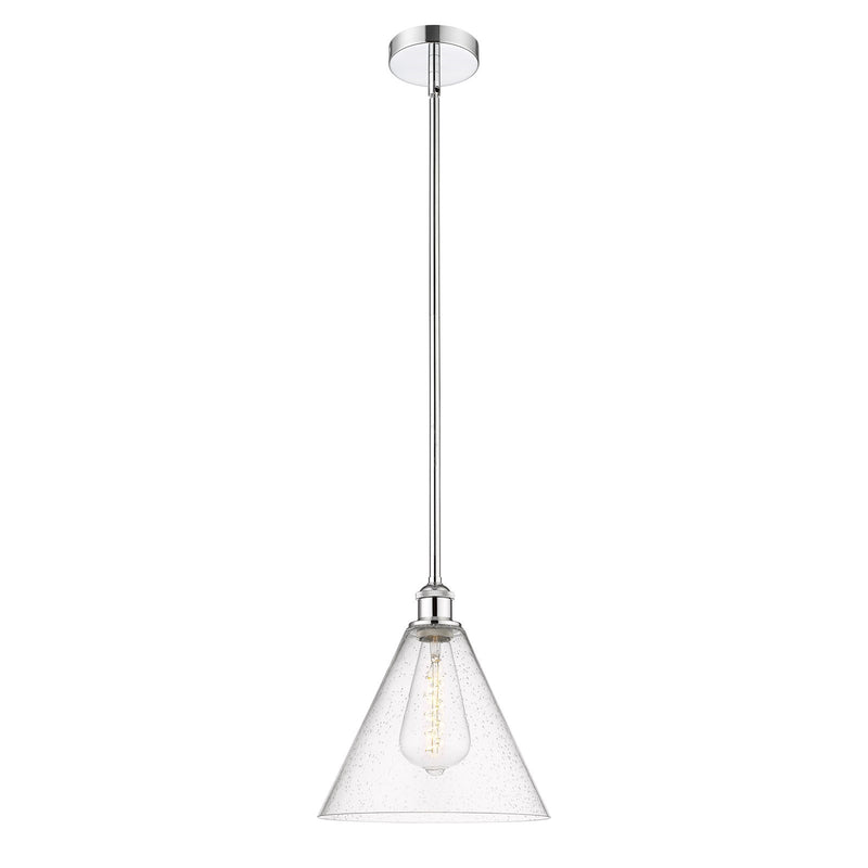 Innovations Berkshire 12in 1-Light Mini Pendant | Industrial Polished Chrome Steel and Seedy Glass | Kitchen Island & Dining | Model 616-1S-PC-GBC-124