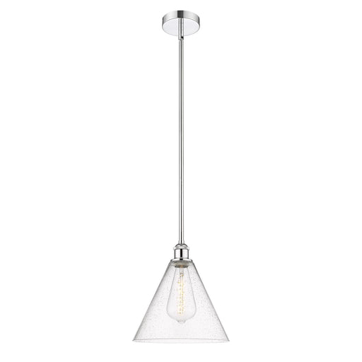 Innovations Berkshire 12in 1-Light Mini Pendant | Industrial Polished Chrome Steel and Seedy Glass | Kitchen Island & Dining | Model 616-1S-PC-GBC-124