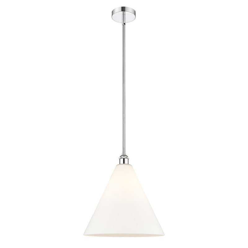 Innovations Berkshire 16in 1-Light Pendant | Industrial Polished Chrome Steel and Matte White Glass | Kitchen Island & Dining | Model 616-1S-PC-GBC-161