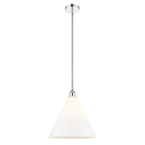 Innovations Berkshire Glass 16in 1-Light Pendant | Industrial Polished Chrome and Matte White Glass | Kitchen Island & | Model 616-1S-PC-GBC-161-LED