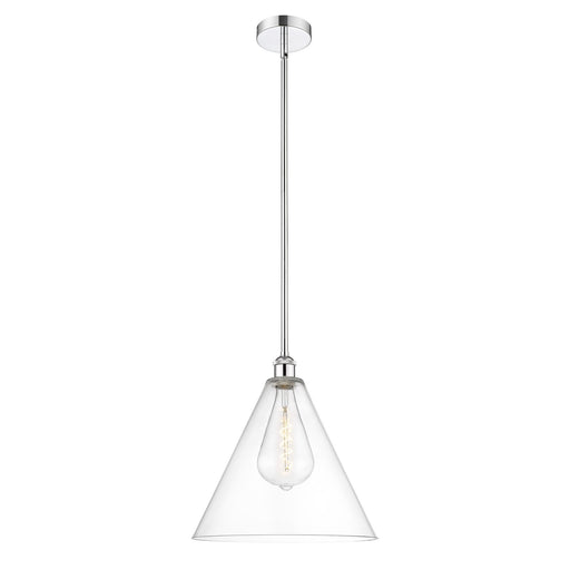 Innovations Berkshire 16in 1-Light Pendant | Industrial Polished Chrome Steel and Clear Glass | Kitchen Island & Dining Room | Model 616-1S-PC-GBC-162