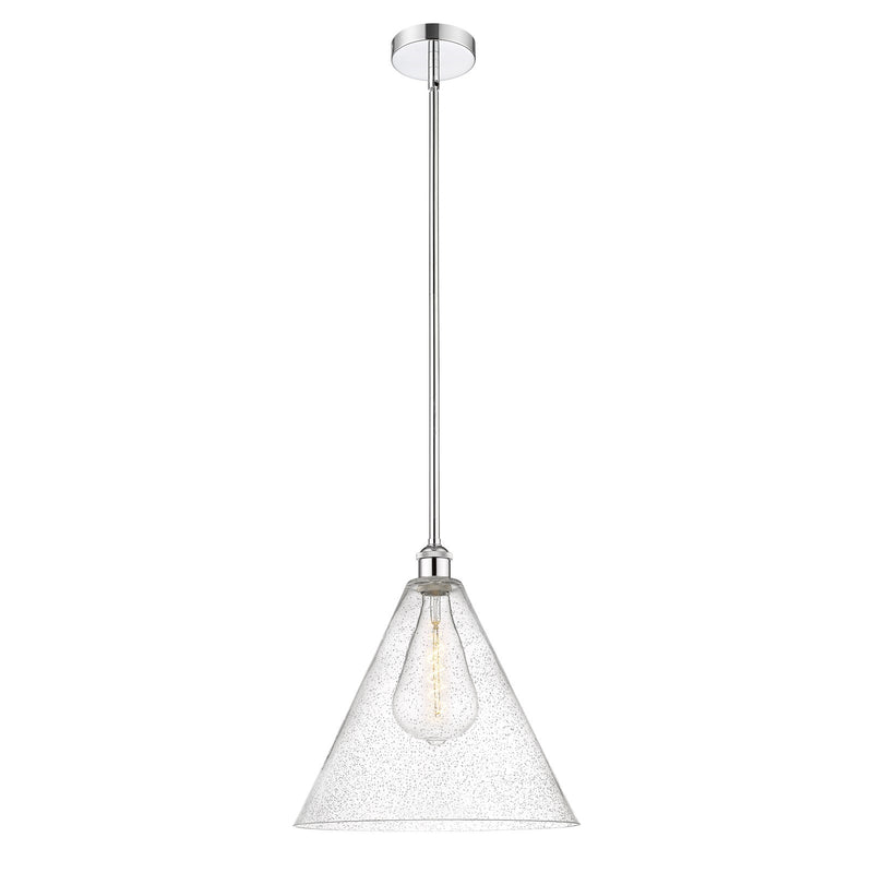 Innovations Berkshire 16in 1-Light Pendant | Industrial Polished Chrome Steel and Seedy Glass | Kitchen Island & Dining Room | Model 616-1S-PC-GBC-164