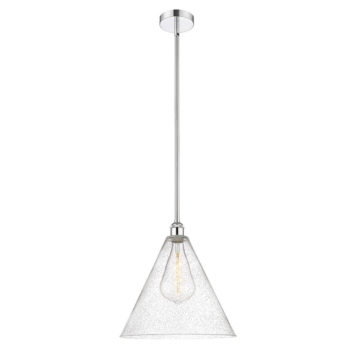 Innovations Berkshire 16in 1-Light Pendant | Industrial Polished Chrome Steel and Seedy Glass | Kitchen Island & Dining Room | Model 616-1S-PC-GBC-164