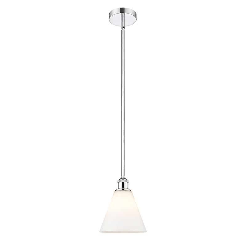 Innovations Berkshire Glass 8in 1-Light Mini Pendant | Industrial Polished Chrome and Matte White Glass | Kitchen Island & Dining | Model 616-1S-PC-GBC-81
