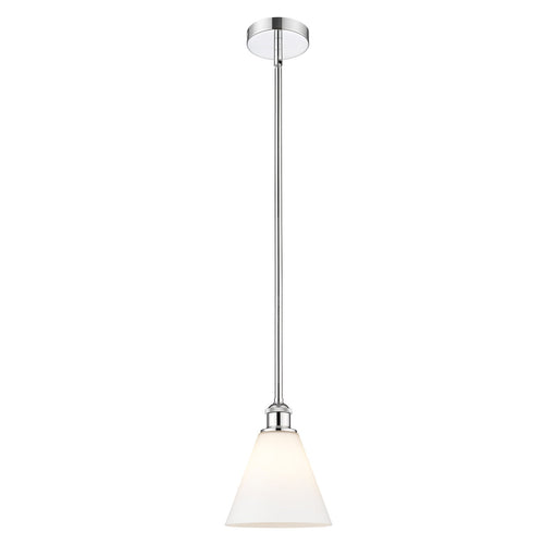 Innovations Berkshire 8in 1-Light Mini Pendant | Industrial Polished Chrome and Matte White Glass | Kitchen Island & Dining | Model 616-1S-PC-GBC-81-LED