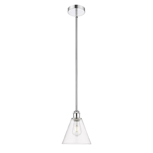 Innovations Berkshire 8in 1-Light Mini Pendant | Industrial Polished Chrome Steel and Clear Glass | Kitchen Island & Dining | Model 616-1S-PC-GBC-82-LED