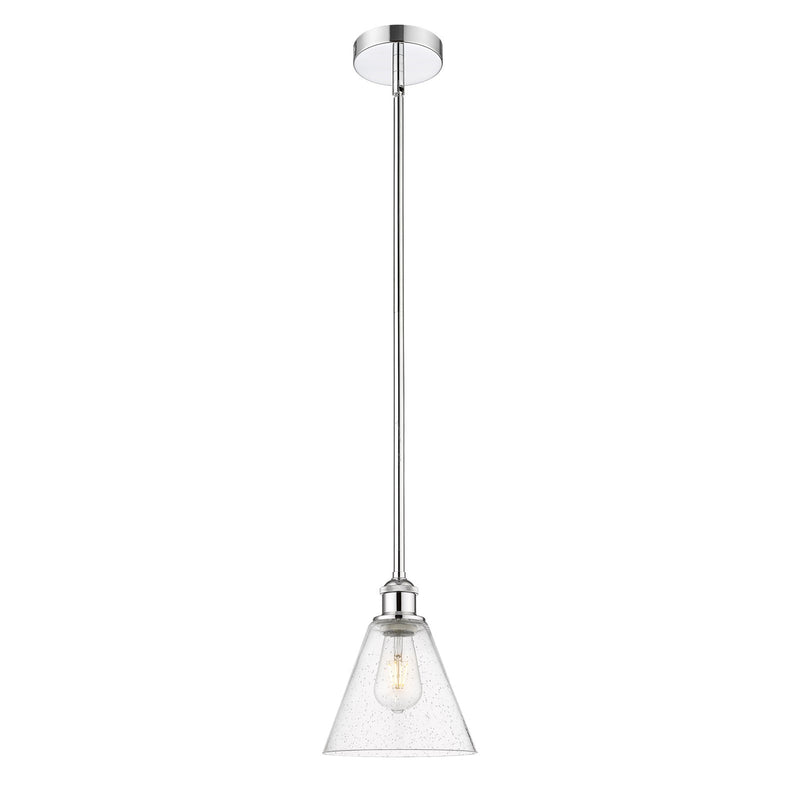 Innovations Berkshire 8in 1-Light Mini Pendant | Industrial Polished Chrome Steel and Seedy Glass | Kitchen Island & Dining | Model 616-1S-PC-GBC-84-LED