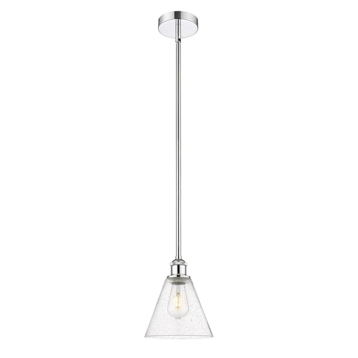 Innovations Berkshire 8in 1-Light Mini Pendant | Industrial Polished Chrome Steel and Seedy Glass | Kitchen Island & Dining | Model 616-1S-PC-GBC-84-LED
