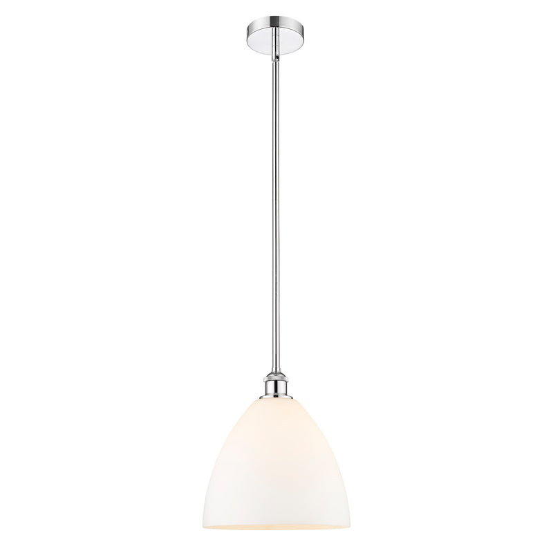 Innovations Bristol 12in 1-Light Mini Pendant | Industrial Polished Chrome Steel and Matte White Glass | Kitchen Island & Dining | Model 616-1S-PC-GBD-121