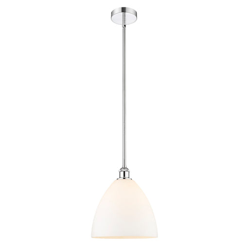 Innovations Bristol 12in 1-Light Mini Pendant | Industrial Polished Chrome Steel and Matte White Glass | Kitchen Island & | Model 616-1S-PC-GBD-121-LED