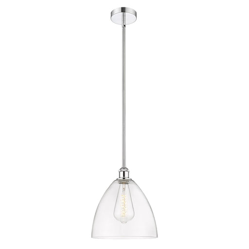 Innovations Bristol 12in 1-Light Mini Pendant | Industrial Polished Chrome Steel and Clear Glass | Kitchen Island & Dining | Model 616-1S-PC-GBD-122-LED