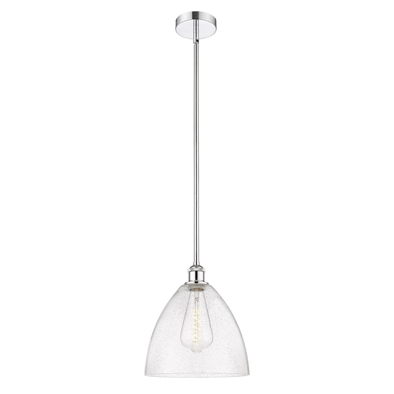 Innovations Bristol 12in 1-Light Mini Pendant | Industrial Polished Chrome Steel and Seedy Glass | Kitchen Island & Dining | Model 616-1S-PC-GBD-124-LED
