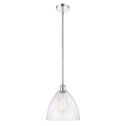 Innovations Bristol 12in 1-Light Mini Pendant | Industrial Polished Chrome Steel and Seedy Glass | Kitchen Island & Dining | Model 616-1S-PC-GBD-124-LED