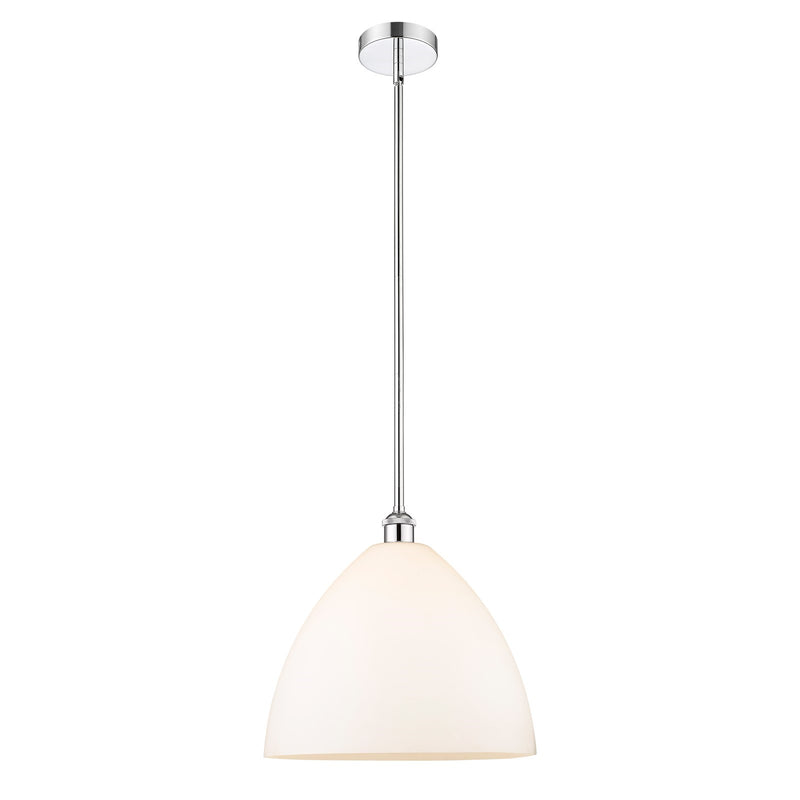 Innovations Bristol 16in 1-Light Pendant | Industrial Polished Chrome Steel and Matte White Glass | Kitchen Island & Dining | Model 616-1S-PC-GBD-161-LED