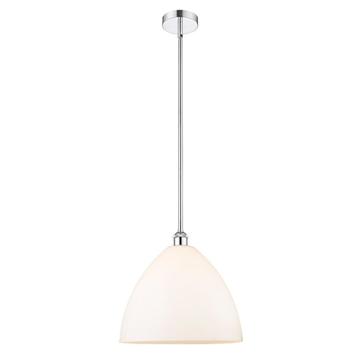 Innovations Bristol 16in 1-Light Pendant | Industrial Polished Chrome Steel and Matte White Glass | Kitchen Island & Dining | Model 616-1S-PC-GBD-161-LED