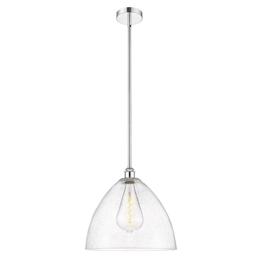 Innovations Bristol 16in 1-Light Pendant | Industrial Polished Chrome Steel and Seedy Glass Dome | Kitchen Island & Dining Room | Model 616-1S-PC-GBD-164